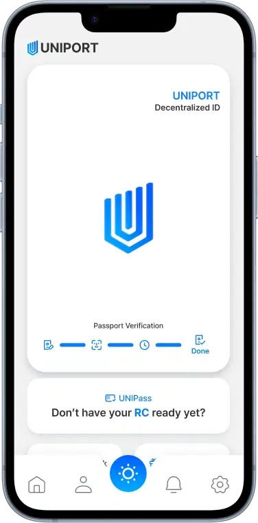 UNIPORT app screen showing residence card document checklist and preparation status.